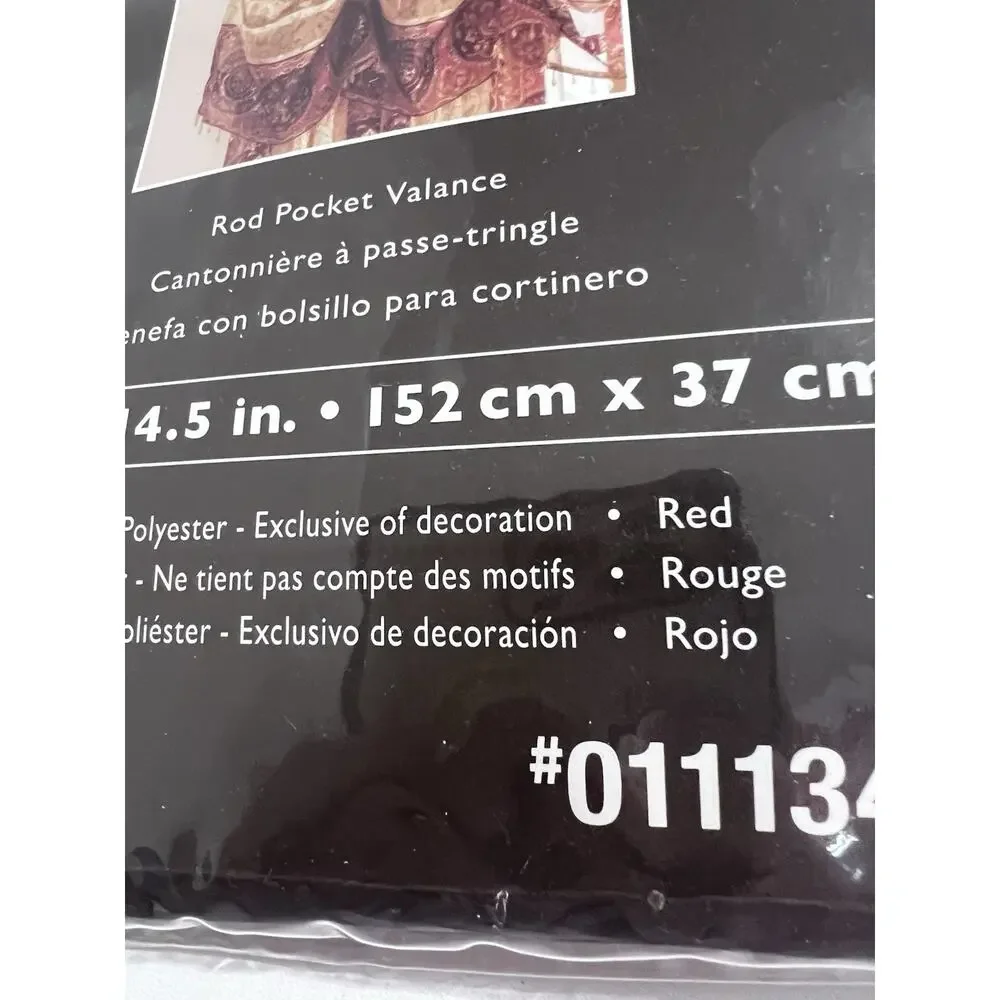 Allen + Roth Cheshire Rod Pocket Valance Red & Gold 60 In X 14.5in NEW